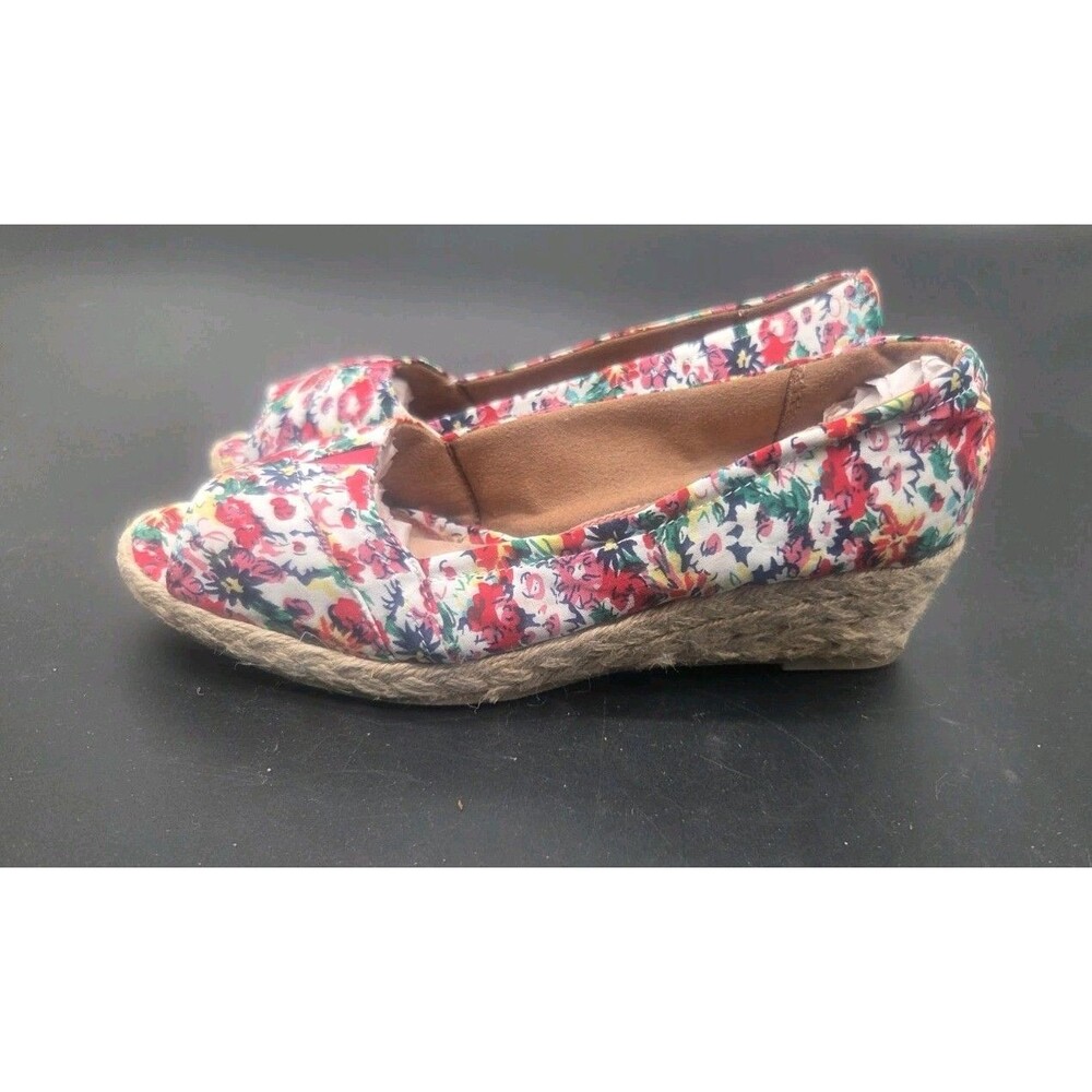 Naturalizer Lariat Espadrille Wedge Shoes Size 8 Wide Width Heels Floral Fabric